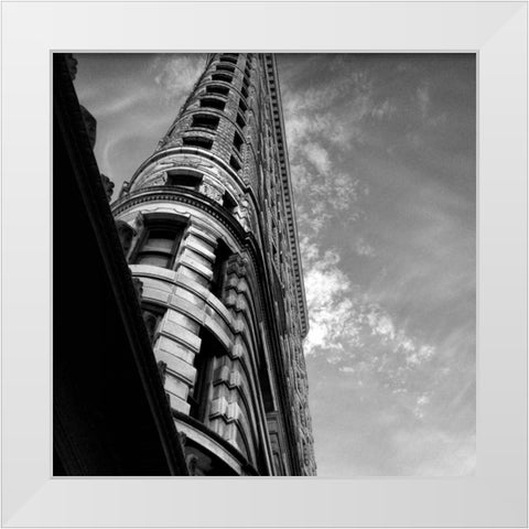 Beneath Flatiron Building White Modern Wood Framed Art Print by Pica, Jeff