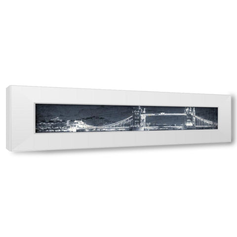 London Bridge at Night Blue White Modern Wood Framed Art Print by Kimberly, Allen