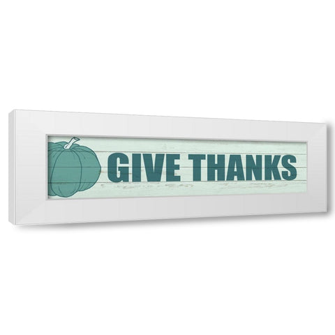 Give Thanks Pumpkin White Modern Wood Framed Art Print by Kimberly, Allen