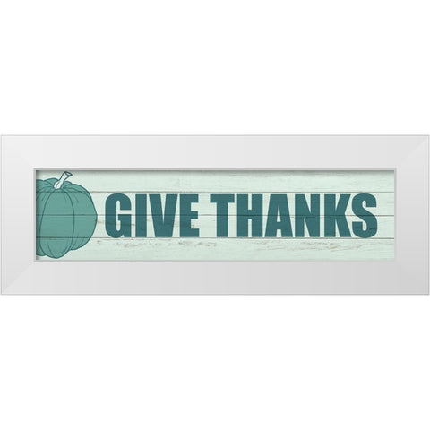 Give Thanks Pumpkin White Modern Wood Framed Art Print by Kimberly, Allen
