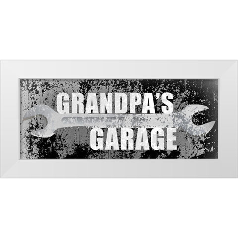 Grandpas Garage White Modern Wood Framed Art Print by Kimberly, Allen