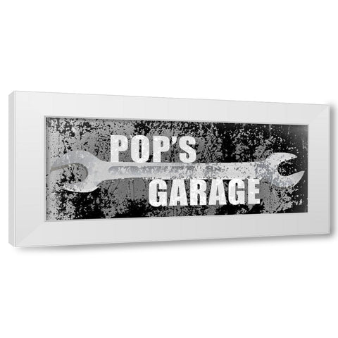 Pops Garage White Modern Wood Framed Art Print by Kimberly, Allen