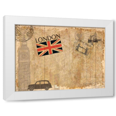 Post Card London White Modern Wood Framed Art Print by Allen, Kimberly