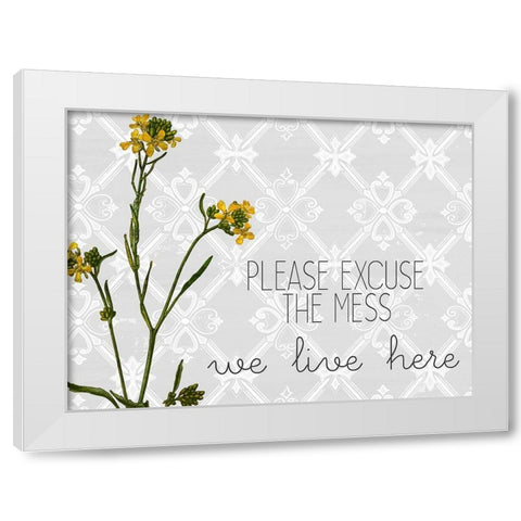 Please Excuse Wildflower White Modern Wood Framed Art Print by Kimberly, Allen