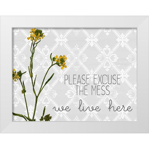 Please Excuse Wildflower White Modern Wood Framed Art Print by Kimberly, Allen