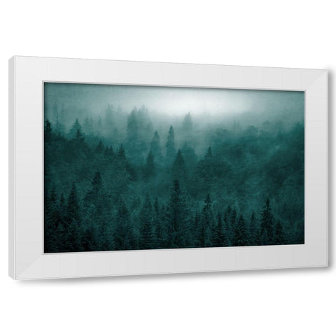 Emerald Forest White Modern Wood Framed Art Print by Kimberly, Allen