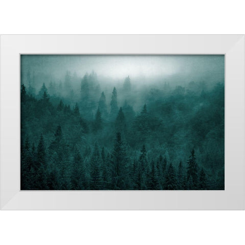 Emerald Forest White Modern Wood Framed Art Print by Kimberly, Allen