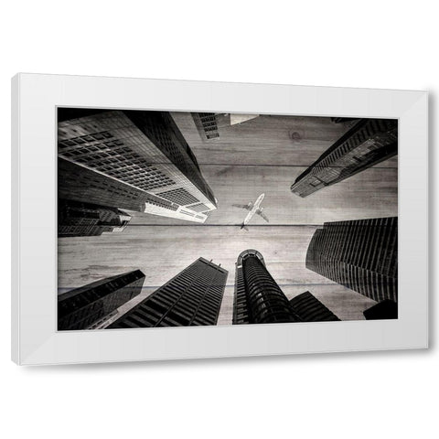 Over The City White Modern Wood Framed Art Print by Kimberly, Allen
