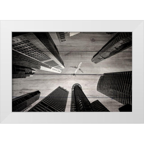 Over The City White Modern Wood Framed Art Print by Kimberly, Allen