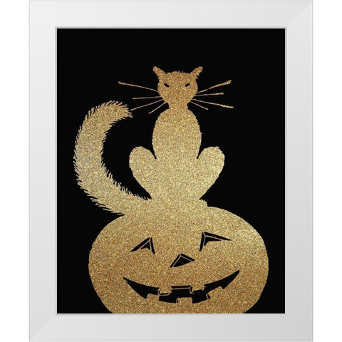 Halloween Gold 1 White Modern Wood Framed Art Print by Kimberly, Allen