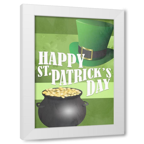 Happy Saint Patricks Day White Modern Wood Framed Art Print by Kimberly, Allen