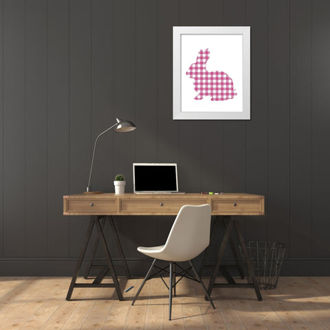 Bunny Gingham 2 White Modern Wood Framed Art Print by Kimberly, Allen