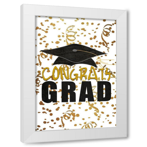 Congrats Grad White Modern Wood Framed Art Print by Kimberly, Allen