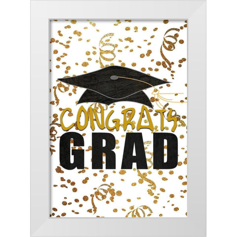 Congrats Grad White Modern Wood Framed Art Print by Kimberly, Allen