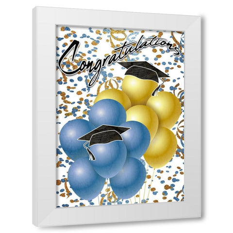 Congratulations Balloons White Modern Wood Framed Art Print by Kimberly, Allen