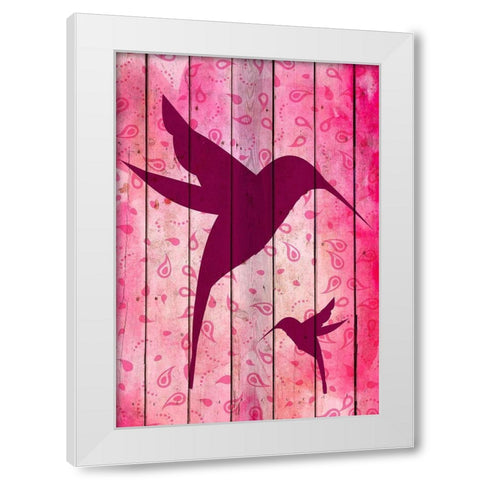 Hummingbird Pink White Modern Wood Framed Art Print by Kimberly, Allen