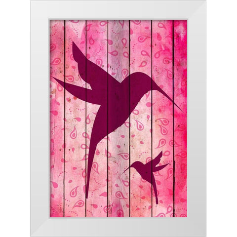 Hummingbird Pink White Modern Wood Framed Art Print by Kimberly, Allen