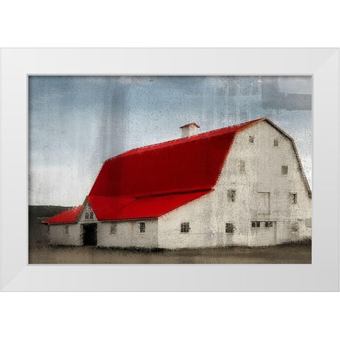 Red Roof Barn White Modern Wood Framed Art Print by Kimberly, Allen