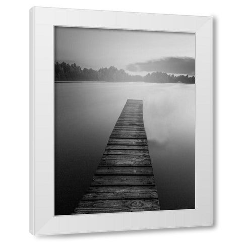 At the Dock BW White Modern Wood Framed Art Print by Kimberly, Allen