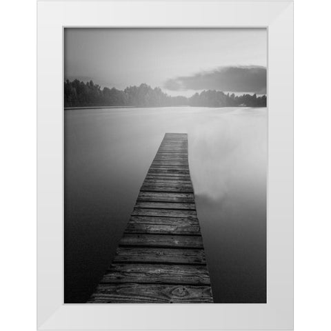 At the Dock BW White Modern Wood Framed Art Print by Kimberly, Allen