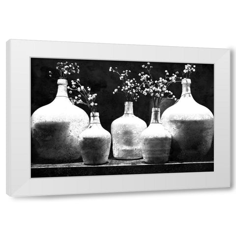 Monochrome Vases White Modern Wood Framed Art Print by Kimberly, Allen