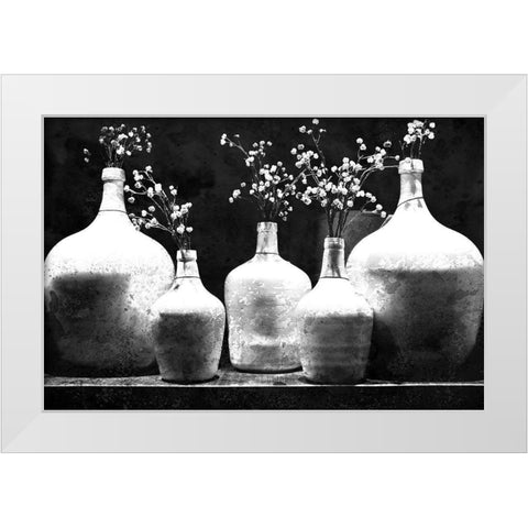 Monochrome Vases White Modern Wood Framed Art Print by Kimberly, Allen