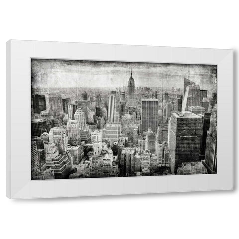 Manhattan Fom The Sky White Modern Wood Framed Art Print by Allen, Kimberly