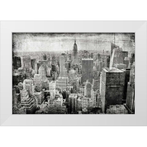 Manhattan Fom The Sky White Modern Wood Framed Art Print by Allen, Kimberly