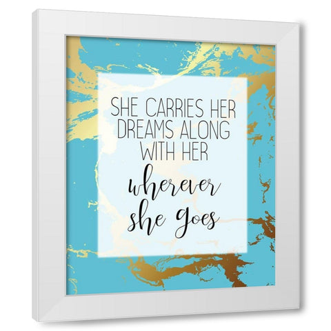 Wherever She Goes White Modern Wood Framed Art Print by Kimberly, Allen