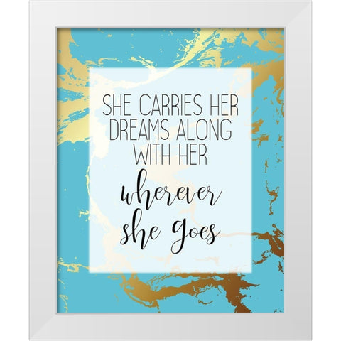 Wherever She Goes White Modern Wood Framed Art Print by Kimberly, Allen
