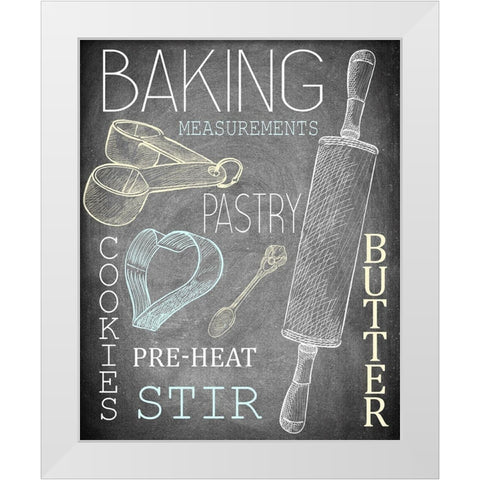 Lets Bake White Modern Wood Framed Art Print by Kimberly, Allen