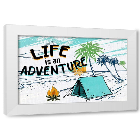 Camping Adventure White Modern Wood Framed Art Print by Kimberly, Allen
