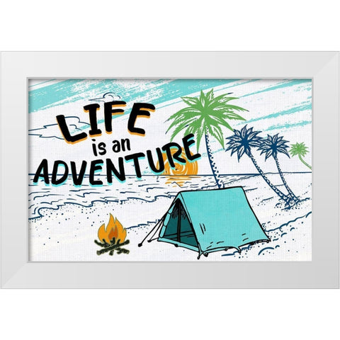 Camping Adventure White Modern Wood Framed Art Print by Kimberly, Allen