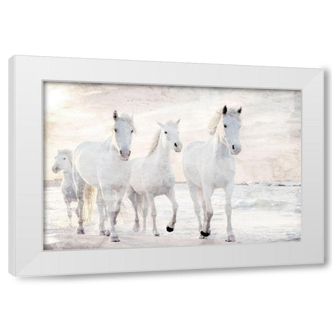 Beach Runners White Modern Wood Framed Art Print by Allen, Kimberly
