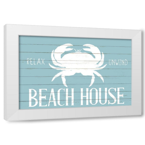 Beach House Crab White Modern Wood Framed Art Print by Allen, Kimberly