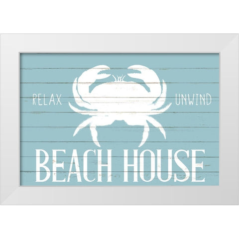 Beach House Crab White Modern Wood Framed Art Print by Allen, Kimberly