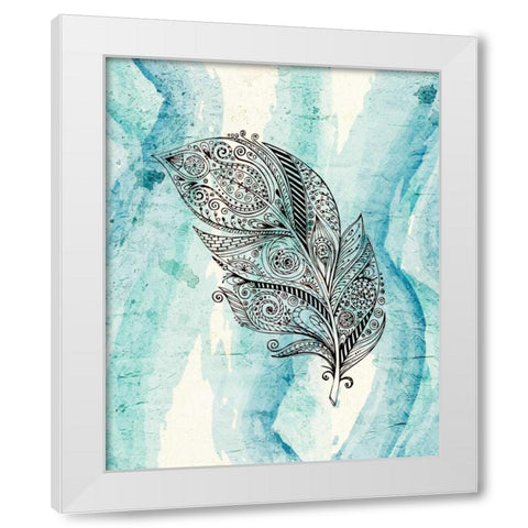 Henna Feather 1 White Modern Wood Framed Art Print by Allen, Kimberly