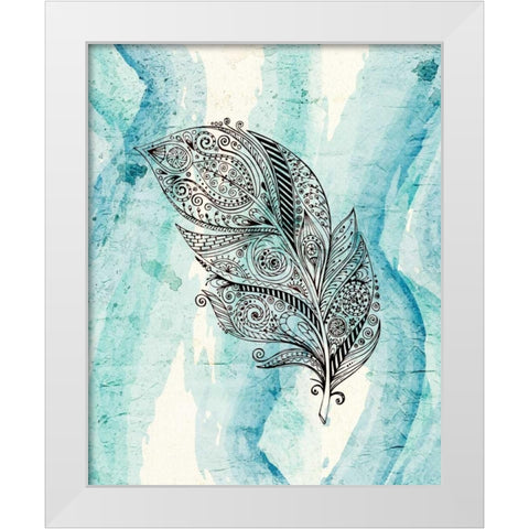 Henna Feather 1 White Modern Wood Framed Art Print by Allen, Kimberly