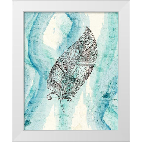 Henna Feather 3 White Modern Wood Framed Art Print by Allen, Kimberly
