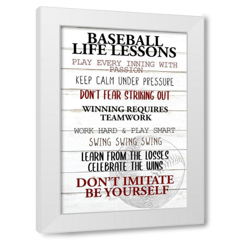 Baseball Life White Modern Wood Framed Art Print by Allen, Kimberly