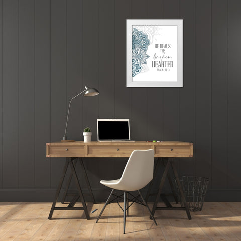Broken Hearted Henna White Modern Wood Framed Art Print by Allen, Kimberly