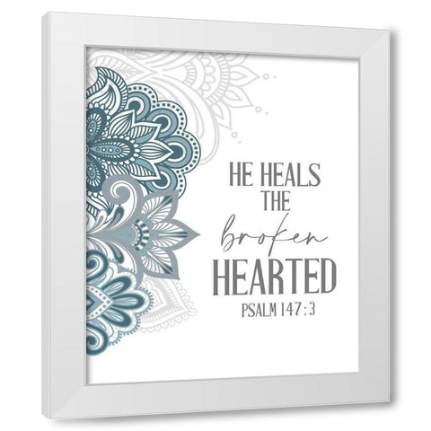 Broken Hearted Henna White Modern Wood Framed Art Print by Allen, Kimberly