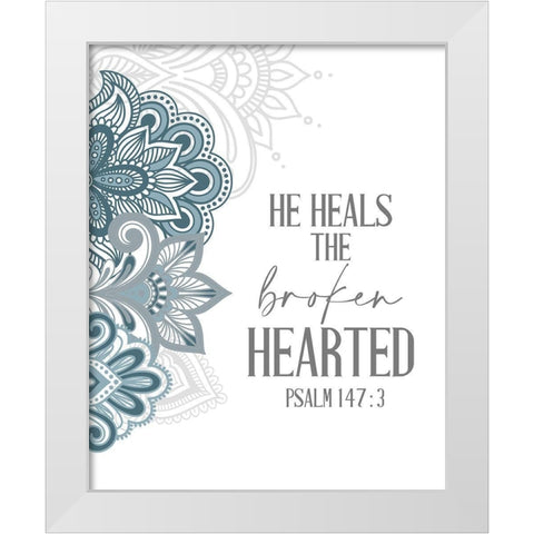 Broken Hearted Henna White Modern Wood Framed Art Print by Allen, Kimberly