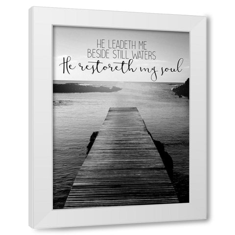 He Leadeth Me White Modern Wood Framed Art Print by Allen, Kimberly