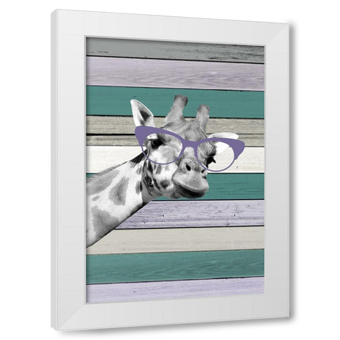 Giraffes Glasses 1 White Modern Wood Framed Art Print by Allen, Kimberly