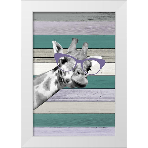 Giraffes Glasses 1 White Modern Wood Framed Art Print by Allen, Kimberly