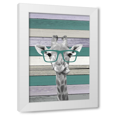 Giraffes Glasses 2 White Modern Wood Framed Art Print by Allen, Kimberly
