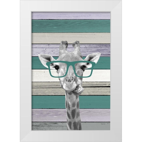 Giraffes Glasses 2 White Modern Wood Framed Art Print by Allen, Kimberly