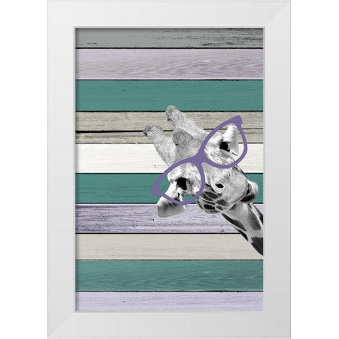 Giraffes Glasses 3 White Modern Wood Framed Art Print by Allen, Kimberly