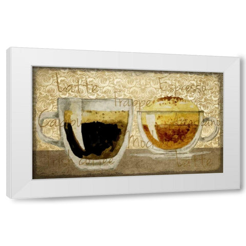 Damask Coffee 1 White Modern Wood Framed Art Print by Allen, Kimberly